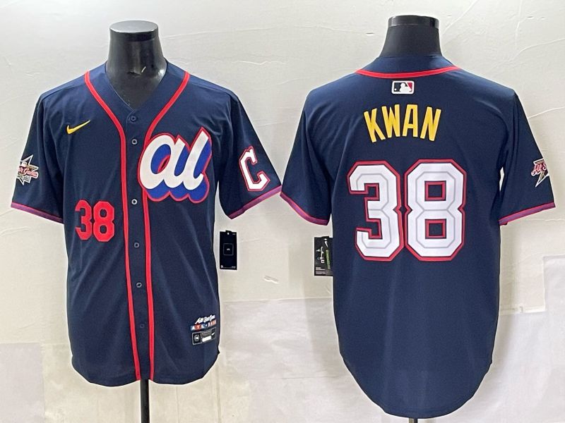 Men 2025 Cleveland Indians 38 Kwan Drak Blue All star Nike MLB Jersey style 3